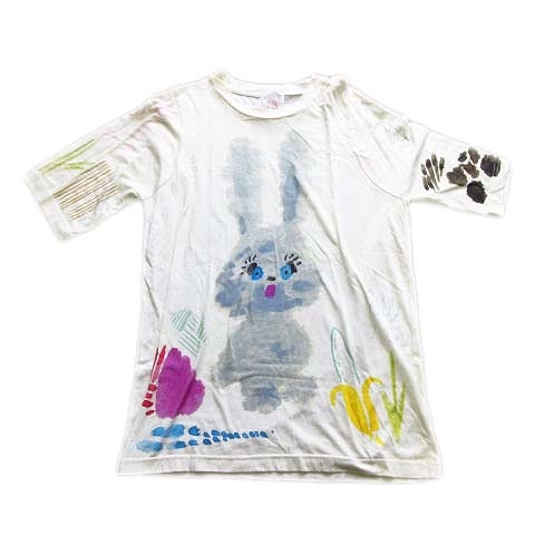 ジュリアンジゲルリ Julian Zigerli ウサギ プリント Tシャツ カットソー 五分丈 水彩風 アニマル ベージュ マルチ メンズ １ 026 ベクトルパーク
