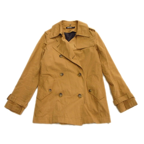 ダナキャランニューヨーク Dkny ミドル丈 トレンチ コート ジャケット ブルゾン ダブル ウール インナー付き 4 茶 ブラウン レディース １ 026 ベクトルパーク