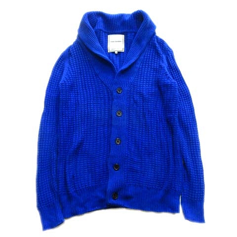 ナノユニバース Nano Universe カーディガン ワッフル ニット セーター ショールカラー M 青 メンズ １ 026 ベクトルパーク