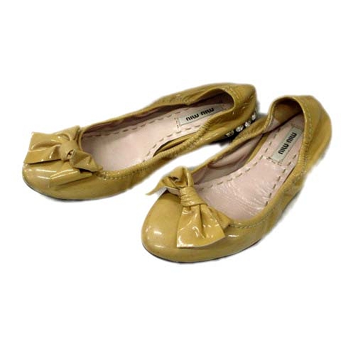 ミュウミュウ Miumiu バレエ フラット シューズ 靴 ビジュー リボン エナメル パテント 37 ベージュ レディース 1 026 ベクトルパーク ミュウミュウ Miumiu バレエ フラット シューズ 靴 ビジュー リボン エナメル パテント 37 ベージュ レディース 1 026 ベクトルパーク