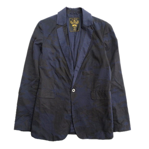 美品 ディーゼル Diesel カモフラ 1b テーラード ジャケット ブレザー ポリ 迷彩 S 紺 ネイビー メンズ 国内正規 １ メンズ 026 ベクトルパーク