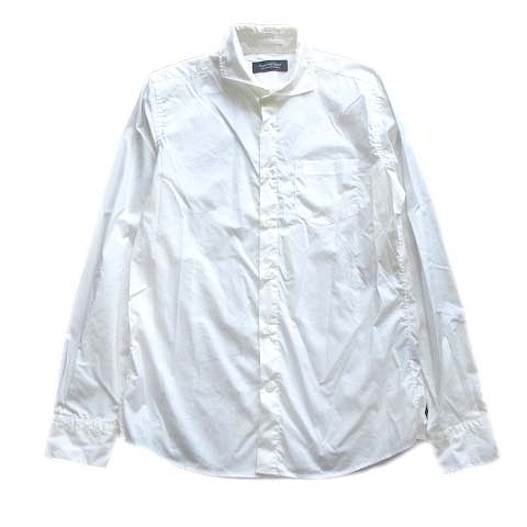 美品 ナノユニバース Nano Universe ホリゾンタルカラー シャツ カットソー 無地 L 白 ホワイト メンズ １ 026 ベクトルパーク