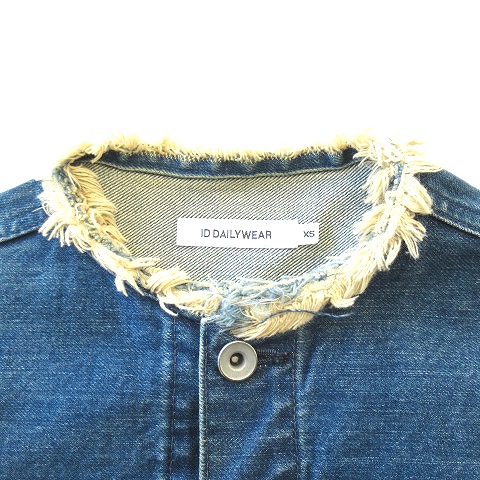 アイディーデイリーウェア Id Dailywear ノーカラー 切りっぱなし デニム ジャケット ブルゾン Gジャン ジージャン Xs 青 ブルー メンズ メンズ 026 ベクトルパーク
