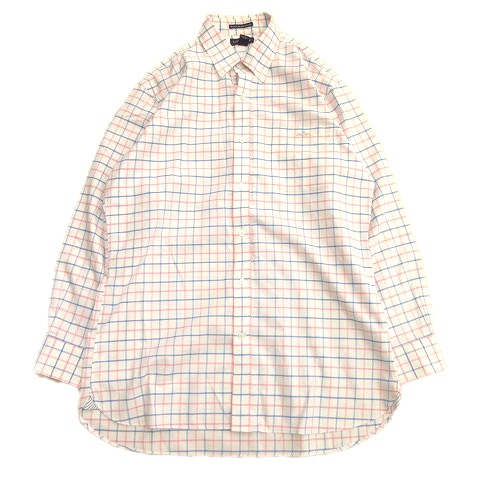 ランズエンド Lands End チェック ボタンダウン シャツ カットソー ブラウス 胸ポケット ロゴ 刺繍 43 84 大きいサイズ 白 青 ピンク メンズ ２ メンズ 026 ベクトルパーク