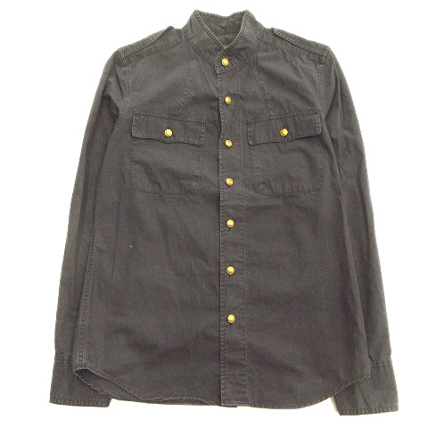 グリーン Green バンドカラー ミリタリー シャツ カットソー 長袖 1 黒 ブラック メンズ ２ メンズ 026 ベクトルパーク