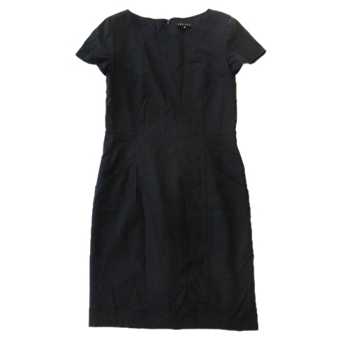 美品 セオリー Theory ウール ワンピース カットソー 半袖 無地 バックジップ 丸首 01 大きいサイズ 10 黒 ブラック レディース ２ レディース 026 ベクトルパーク