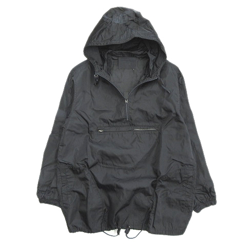 美品 90s プラダ Prada プルオーバー ナイロン ジャケット ブルゾン パーカー オーバーサイズ 三角ロゴプレート付 収納ウエストバッグ ハーフジップ オールド ビンテージ アーカイブ 黒 ブラック メンズ メンズ 026 ベクトルパーク