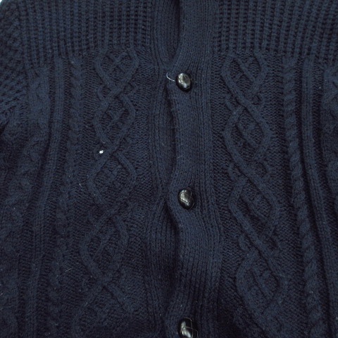 ハムネット Hamnett 裏ボア ワッフル ケーブル ニット カーディガン カットソー L ネイビー メンズ １ 026 ベクトルパーク