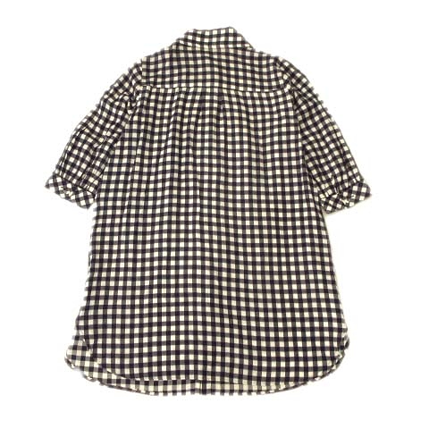 レリアン Leilian ギンガムチェック シャツ チュニック ワンピース カットソー 七分袖 7 黒 白 レディース ３ 026 ベクトルパーク