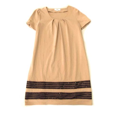 ナチュラルビューティーベーシック Natural Beauty Basic ワンピース タック カットソー 半袖 M ベージュ 017 レディース ３ 026 ベクトルパーク