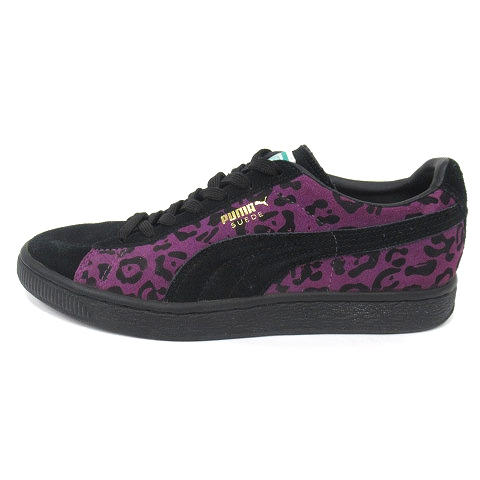 プーマ Puma Suede Anml スエード アニマル スニーカー シューズ ローカット レオパード 豹柄 02 サイズ23cm 黒 ブラック 紫 パープル レディース ３ レディース 026 ベクトルパーク