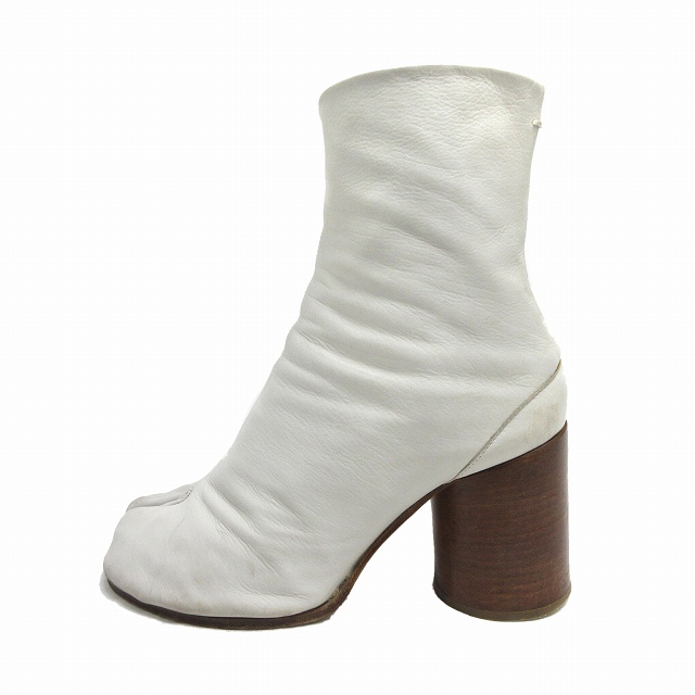メゾン マルタン マルジェラ Maison Martin Margiela 22 レザー 足袋 アンクル ブーツ Tabi チャンキーヒール シューズ エナメル 靴 38 白 ホワイト レディース ３ レディース 026 ベクトルパーク