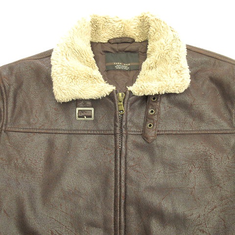 ザラマン Zara Man ボア 切替 中綿 フェイクレザー ジャケット ブルゾン アウター ビンテージ加工 Xl 大きいサイズ 茶 ブラウン メンズ ３ メンズ 026 ベクトルパーク
