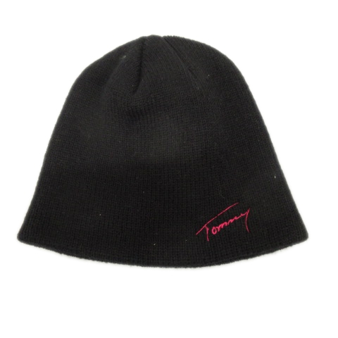 トミー Tommy ロゴ 刺繍 ニット帽 ビーニー キャップ 黒 ブラック ピンク メンズ レディース ３ 026 ベクトルパーク