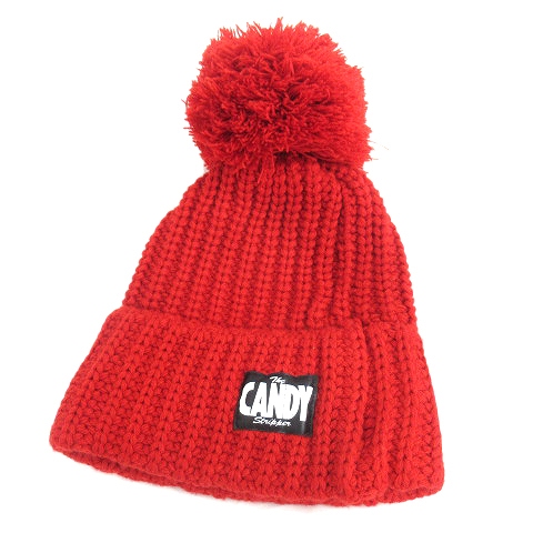 美品 キャンディストリッパー Candy Stripper ポンポン ニット帽 帽子 キャップ ロゴ ワンポイント 赤 レッド メンズ レディース ３ メンズ レディース 026 ベクトルパーク