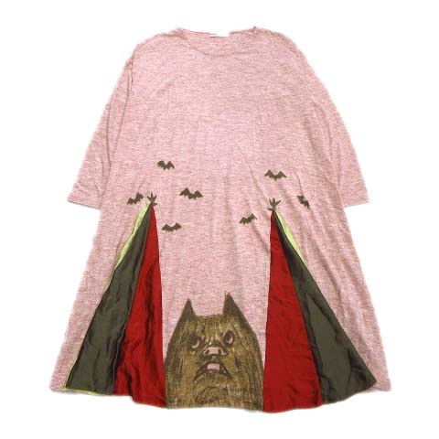 ネネット Ne Net コウモリ プリント ワンピース ニット カットソー オーバーサイズ 2 ピンク Ne33jh030 レディース ４ 026 ベクトルパーク
