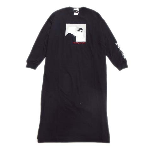 未使用品 ハレ Hare Nocoffee プリント Tシャツ ワンピース カットソー サイドスリット 長袖 F 黒 ブラック レディース 026 ベクトルパーク 未使用品 ハレ Hare Nocoffee プリント Tシャツ ワンピース カットソー サイドスリット 長袖 F 黒 ブラック レディース 026 ベクトルパーク