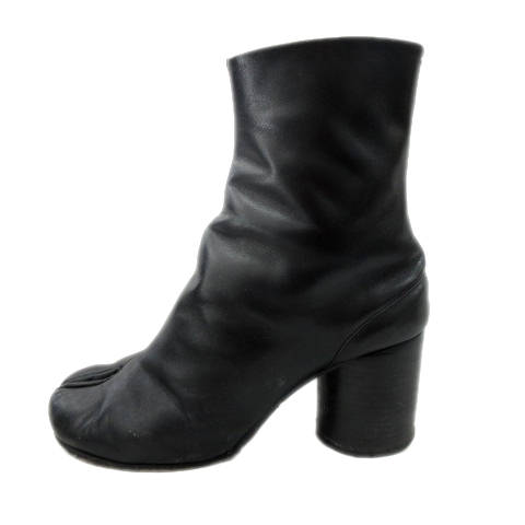 19aw メゾン マルタン マルジェラ Maison Martin Margiela 22 レザー 足袋 アンクル ブーツ Tabi タビ チャンキーヒール ショート シューズ 靴 36 黒 ブラック レディース 026 ベクトルパーク