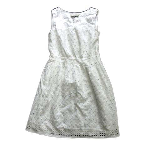 タラジャーモン Tara Jarmon ノースリーブ ワンピース フレア カットソー 刺繍 38 白 ホワイト レディース ４ 026 ベクトルパーク