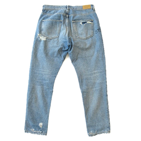 ザラマン Zara Man デニム 総柄 スリム パンツ ダメージ加工 サイズ38 青 ブルー メンズ ４ メンズ 026 ベクトルパーク