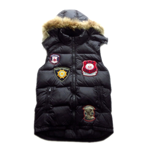 ジャックローズ Jackrose ビンテージ加工ワッペン ダウン ベスト ノースリーブ ジャケット ブルゾン フード リアルファー 4 黒 ブラック メンズ ４ 026 ベクトルパーク