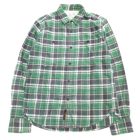 グローバルワーク Global Work チェック シャツ カットソー ブラウス 胸ポケット 長袖 Gwsb S 緑 グリーン メンズ ５ メンズ 026 ベクトルパーク