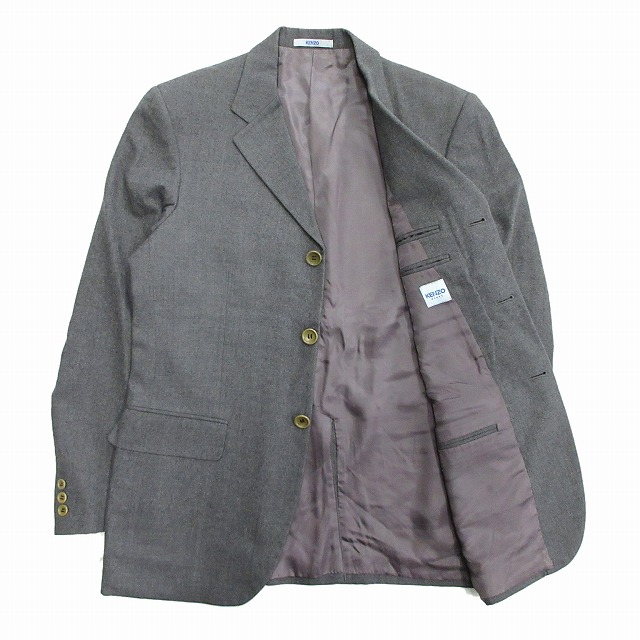 美品 ケンゾーオム Kenzo Homme フランネルウール テーラード ジャケット ブレザー 3b ライカ Size3 グレー メンズ ４ メンズ 026 ベクトルパーク