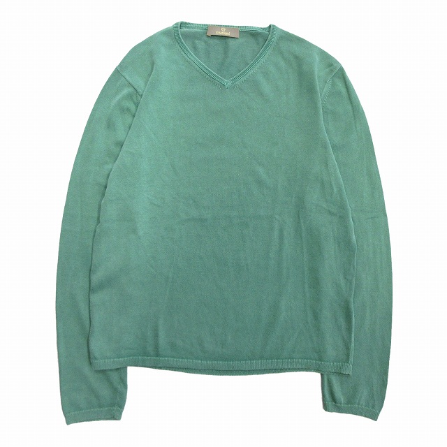 クルチアーニ Cruciani 製品染め加工 Vネック ハイゲージ ニット セーター コットン 46 緑 グリーン メンズ ４ メンズ 026 ベクトルパーク
