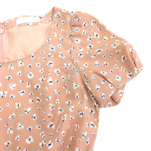 美品 インデックス Index 花柄 ワンピース フレア スカート パフスリーブ ベルト紐付き ひざ丈 半袖 S ピンク系 レディース ５ レディース 026 ベクトルパーク