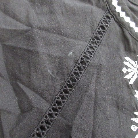 ページボーイ Page Boy 刺繍 エスニック Vネック ワンピース フレア ロング スカート タッセル 半袖 011 7106 122 805 黒 ブラック レディース ４ レディース 026 ベクトルパーク