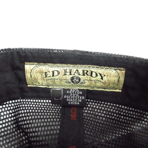 エドハーディー Ed Hardy ドラゴン 刺繍 メッシュ キャップ 帽子