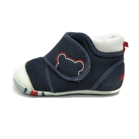 ミキハウス Mikihouse ロゴ くま 刺繍 ハイカット ベビー スニーカー シューズ 靴 12cm 紺 白 キッズ 子供 ５ キッズ 026 ベクトルパーク