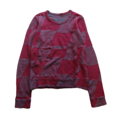 キリュウキリュウ Kiryuyrik 総柄 ニット トレーナー セーター カンガルーポケット ウール混 S 赤 グレー メンズ ６ 026 ベクトルパーク