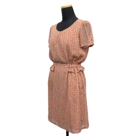 美品 プロポーション ボディドレッシング Proportion Body Dressing シフォン 花柄 フレア ワンピース カットソー 半袖 丸首 121 サイズ2 ピンク レディース レディース 026 ベクトルパーク