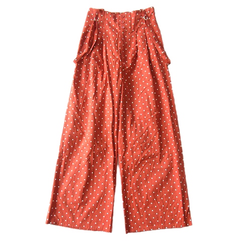 美品 ヘザー Heather ドット サスペンダー イージー ワイド パンツ Hets サイズm オレンジ 白 レディース ７ レディース 026 ベクトルパーク