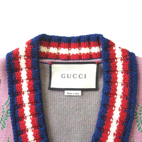 美品 グッチ GUCCI スカル フラワー 花柄 総柄 チルデンニット ベスト 