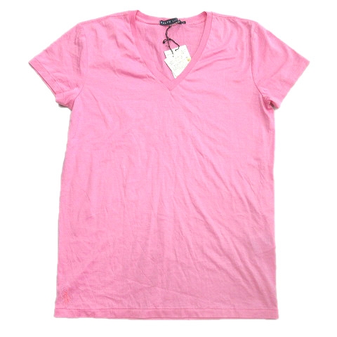 未使用品 ラルフローレン Ralph Lauren Vネック ｔシャツ カットソー 無地 ロゴ 半袖 L ピンク レディース ８ レディース 026 ベクトルパーク