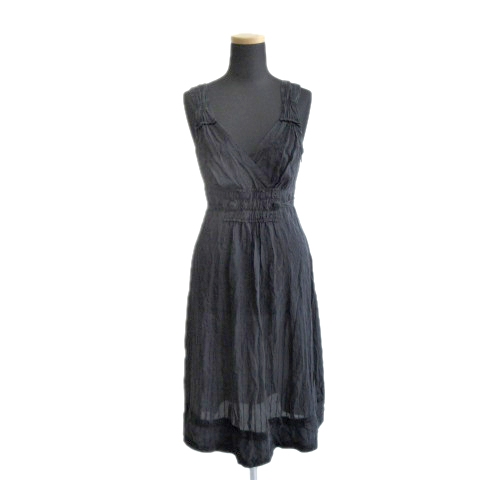 マークジェイコブス Marc Jacobs シルク100 ワンピース カットソー ドレス カシュクール シャーリング ノースリーブ 4 黒 ブラック レディース ８ 026 ベクトルパーク