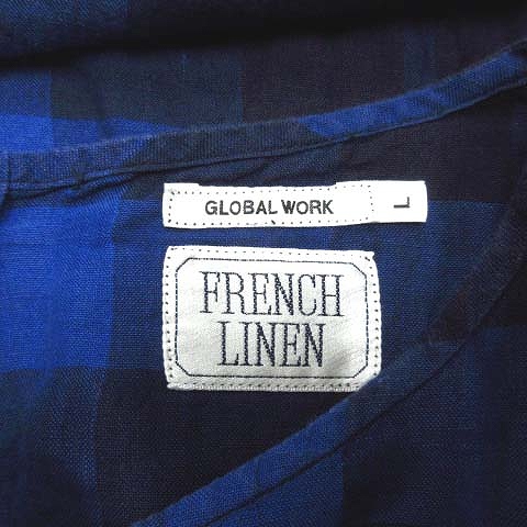 グローバルワーク Global Work チェック フレンチリネン ワンピース カットソー 五分袖 L ブルー ネイビー レディース 9 026 ベクトルパーク グローバルワーク Global Work チェック フレンチリネン ワンピース カットソー 五分袖 L ブルー ネイビー レディース 9 026 ベクトルパーク