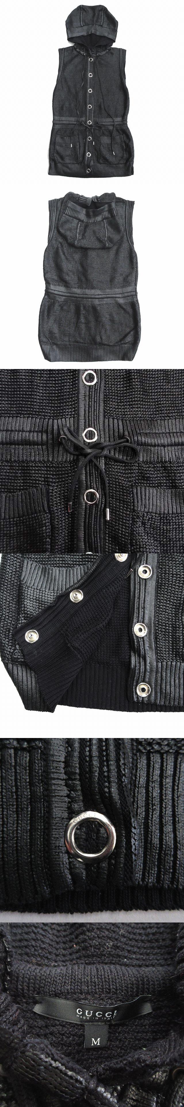 公式 グッチ Gucci コーティング ニット ロング パーカー ワンピース ロゴ金具 ノースリーブ セーター M 黒 ブラック レディース 即日発送 Www Stgconsulting Com