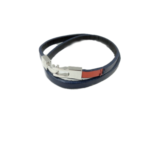 ポールスミス Paul Smith レザー 2連 ブレスレット バングル ロゴ ネイビー シルバー メンズ 10 026 ベクトルパーク