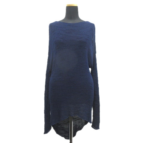 ザラ Zara 透け編み ロング ニット ワンピース ロングテール バックシャン 長袖 M 青 ブルー レディース 10 レディース 026 ベクトルパーク