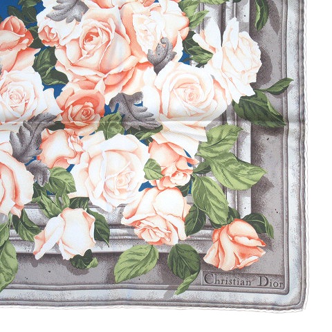 クリスチャンディオール Christian Dior シルク 薔薇 バラ 花柄 ドット 総柄 スカーフ チーフ ハンカチ オールド ヴィンテージ ビンテージ アーカイブ マルチ レディース レディース 026 ベクトルパーク