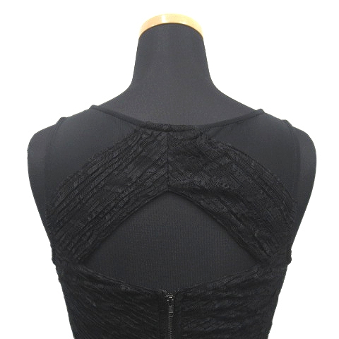 美品 ゲス Guess 総レース プリーツ フレア ノースリーブ ワンピース ドレス カットソー ストレッチ バックオープン バックジップ 丸首 W41k78kk2us0 サイズ2 黒 ブラック レディース レディース 026 ベクトルパーク