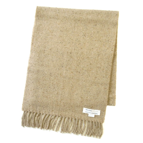 極美品 ジョンストンズ Johnstons ユナイテッドアローズ United Arrows カシミヤ100 メランジ ニット フリンジ マフラー スコットランド製 ベージュ メンズ レディース メンズ レディース 026 ベクトルパーク