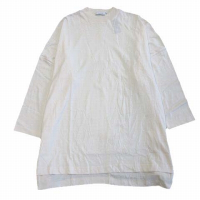 未使用品 ジーナシス Jeanasis オーバーサイズ ニット ワンピース カットソー 長袖 無地 F アイボリー レディース 026 ベクトルパーク