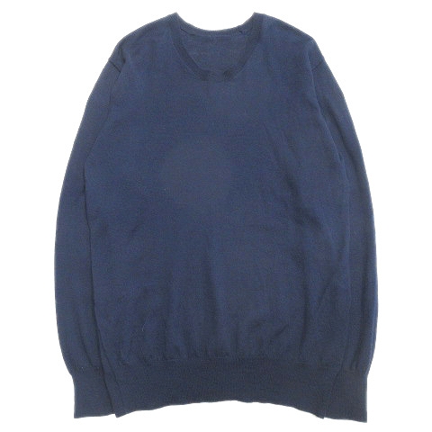 16aw アタッチメント Attachment ハイゲージ ニット クルーネック プルオーバー ウール セーター カットソー 無地 長袖 サイズ2 紺 ネイビー メンズ 12 メンズ 026 ベクトルパーク