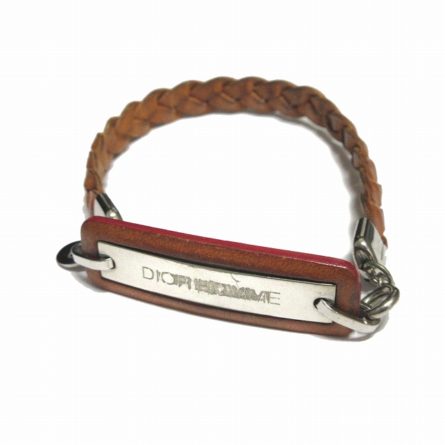 ディオールオム Dior Homme レザー メッシュ ブレスレット バングル ロゴメタルプレート 編み込み 革 アクセサリー 茶 ブラウン シルバー メンズ 026 ベクトルパーク ディオールオム Dior Homme レザー メッシュ ブレスレット バングル ロゴメタルプレート 編み込み 革 アクセサリー 茶 ブラウン シルバー メンズ 026 ベクトルパーク