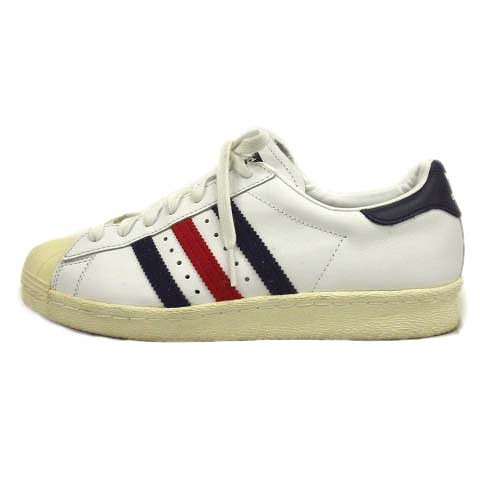 美品 アディダス Adidas スーパースター Super Star 80s 復刻 トリコロール レザー スニーカー シューズ 靴 レースアップ ヴィンテージ加工 ロゴ 24cm 白 ホワイト レディース 12 レディース 026 ベクトルパーク