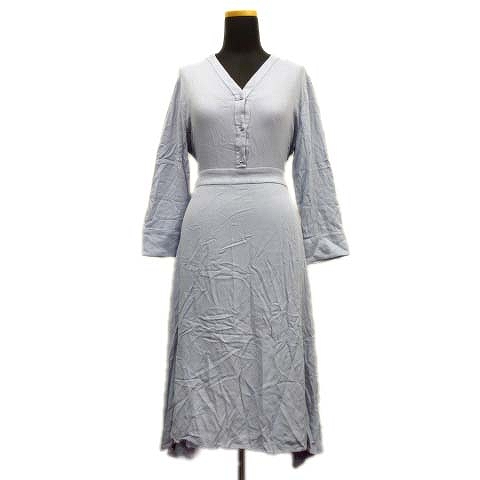 美品 ミラオーウェン Mila Owen ロング ワンピース プルオーバー Vネック フレア スカート リボン 七分袖 サイズ0 青 ブルー レディース 11 レディース 026 ベクトルパーク 美品 ミラオーウェン Mila Owen ロング ワンピース プルオーバー Vネック フレア スカート リボン 七分袖 サイズ0 青 ブルー レディース 11 レディース 026 ベクトルパーク